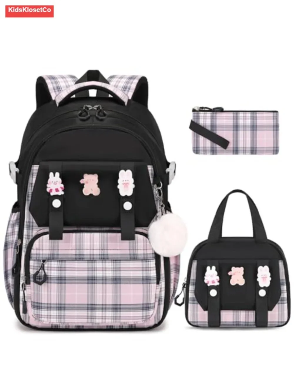 Kids Backpack Set with Lunch Bag Pencil Case Waterproof Nylon